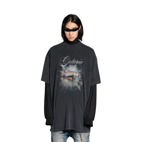 Balenciaga Men's Getaria T-shirt Oversized in Black Faded