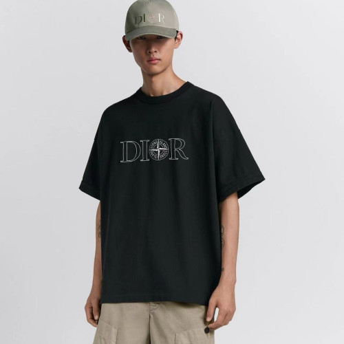 Dior x Stone Island Shirt Logo Print Black Oversized Fit T-Shirt