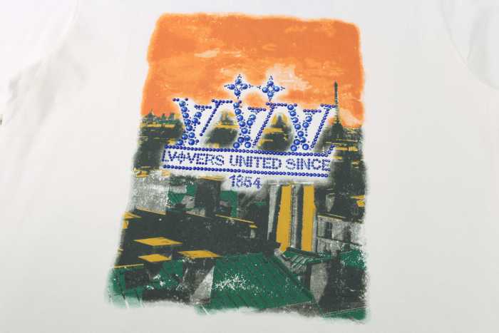 Louis Vuitton Embellished Graphic Cotton T-Shirt Paris Rooftops