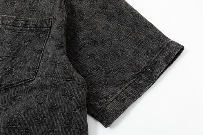 Louis Vuitton Obscure Jacquard Denim Short Sleeve Shirt