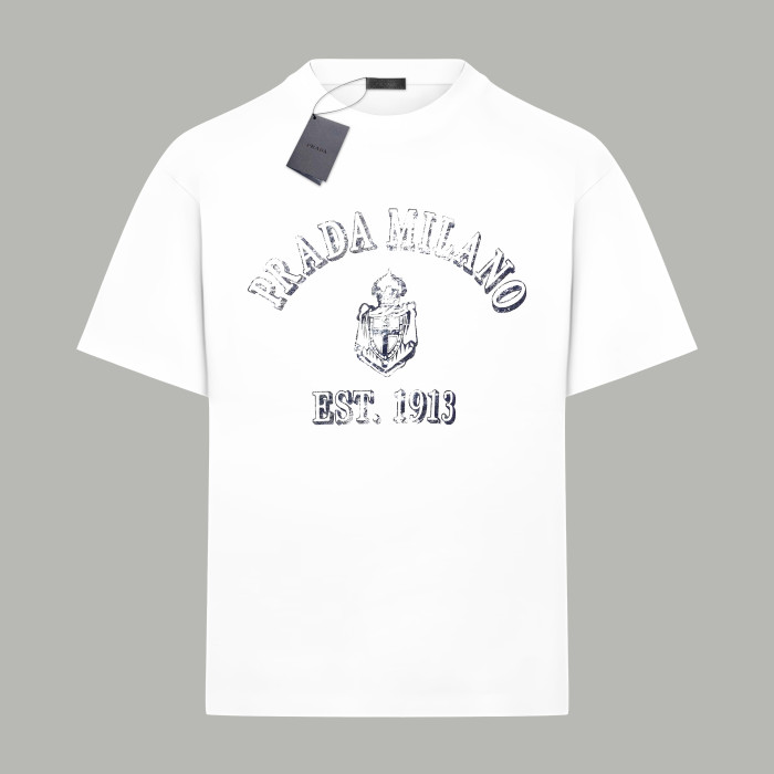 PRADA White Printed Jersey T-shirt Oversize