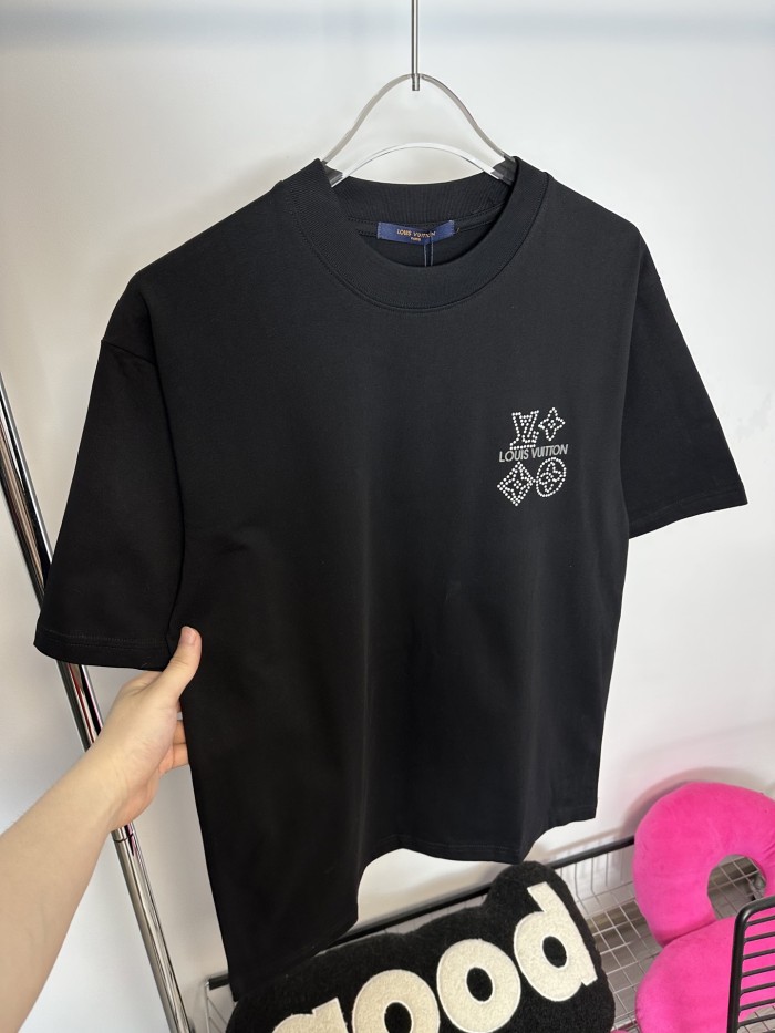 Louis Vuitton's3D Three-dimensional  Logo Hot Diamond short-sleeved T-shirt