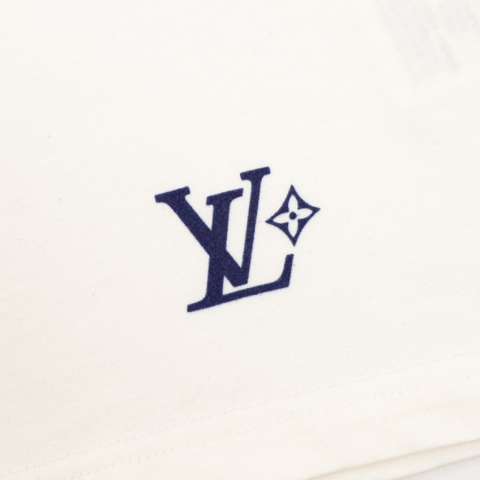 Louis Vuitton Earth FlockedGraphic Cotton Short Sleeve T-Shirt