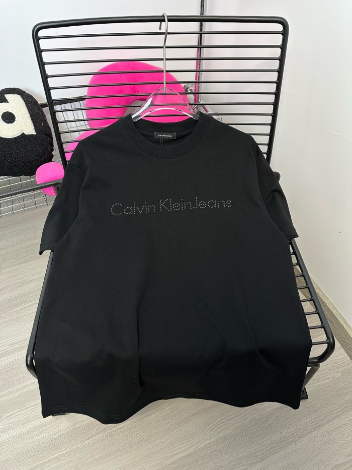 CALVIN KLEIN Logo Diamond Cotton Short-sleeved T-shirt