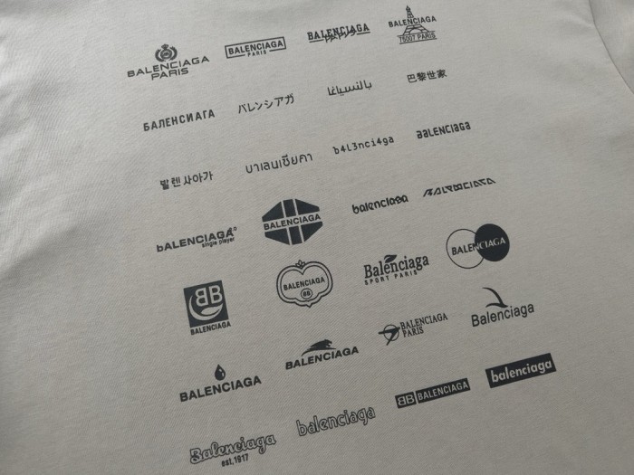 Balenciaga Full Print LOGO Cotton Short Sleeve T-shirt
