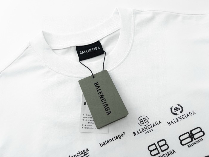Balenciaga Full Print LOGO Cotton Short Sleeve T-shirt