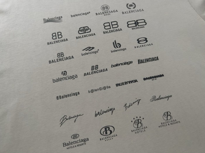 Balenciaga Full Print LOGO Cotton Short Sleeve T-shirt