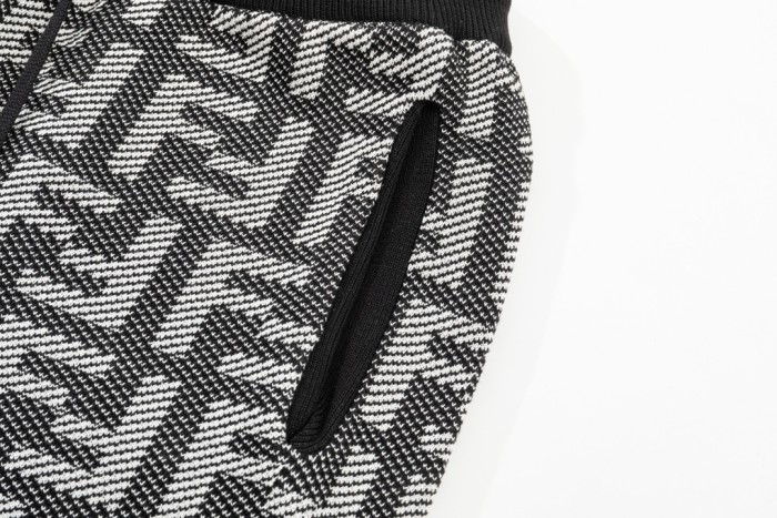Fendi Dark Pattern Black and White Knitted Shorts