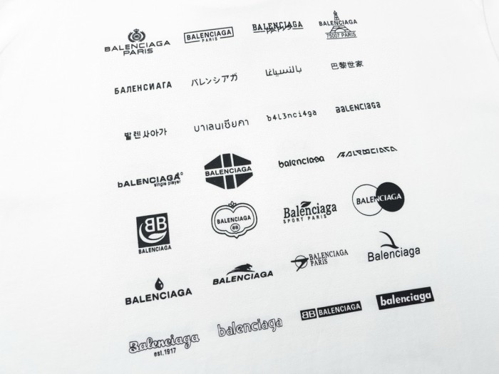 Balenciaga Full Print LOGO Cotton Short Sleeve T-shirt