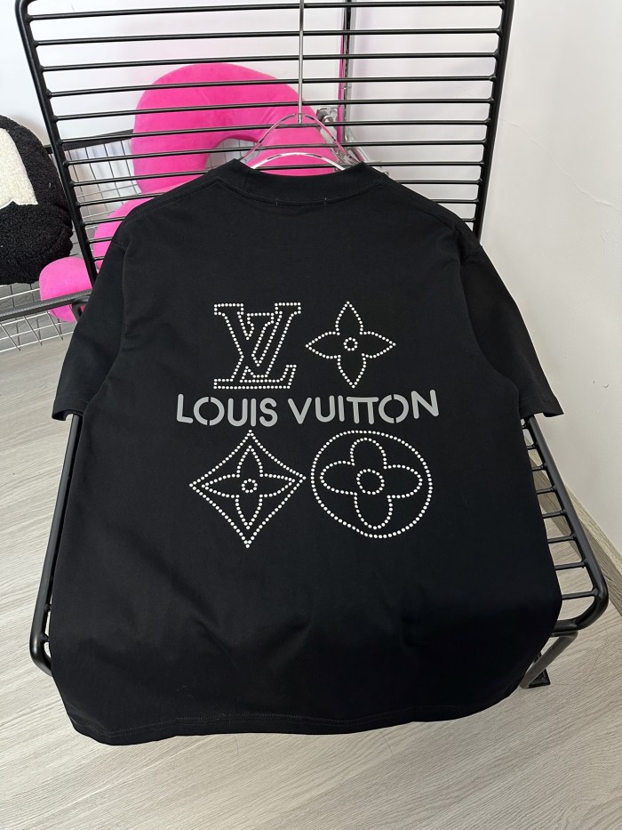 Louis Vuitton's3D Three-dimensional  Logo Hot Diamond short-sleeved T-shirt