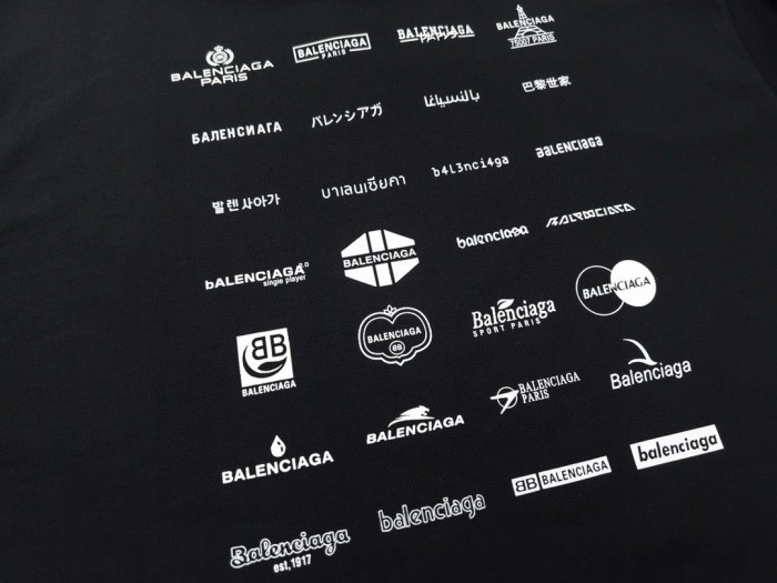 Balenciaga Full Print LOGO Cotton Short Sleeve T-shirt
