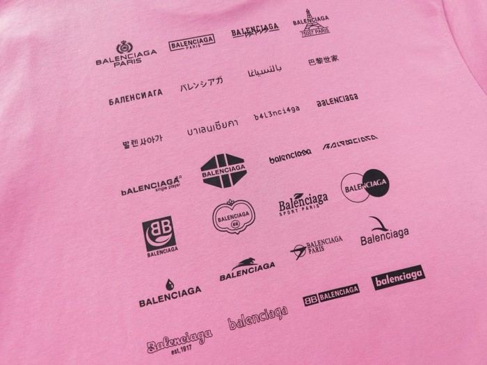 Balenciaga Full Print LOGO Cotton Short Sleeve T-shirt