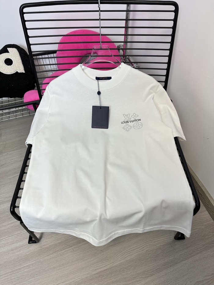 Louis Vuitton's3D Three-dimensional  Logo Hot Diamond short-sleeved T-shirt