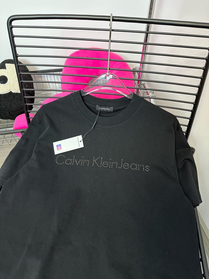 CALVIN KLEIN Logo Diamond Cotton Short-sleeved T-shirt
