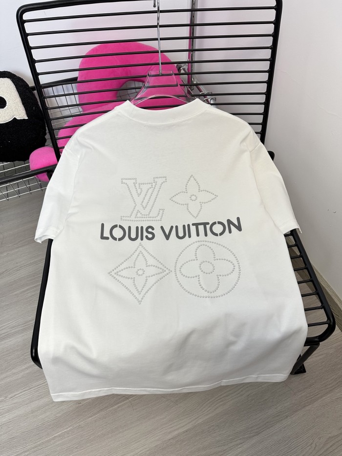 Louis Vuitton's3D Three-dimensional  Logo Hot Diamond short-sleeved T-shirt