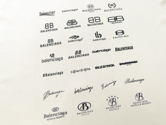 Balenciaga Full Print LOGO Cotton Short Sleeve T-shirt