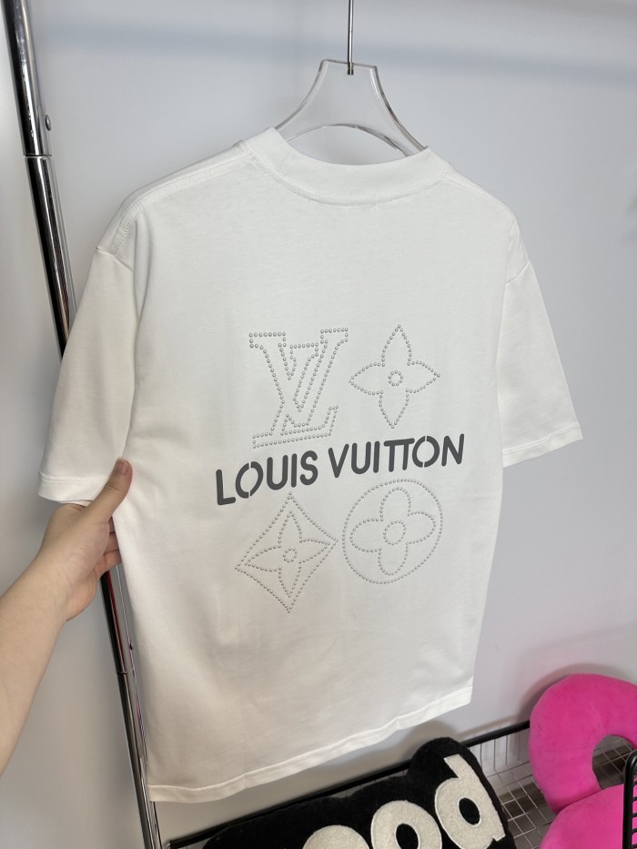 Louis Vuitton's3D Three-dimensional  Logo Hot Diamond short-sleeved T-shirt