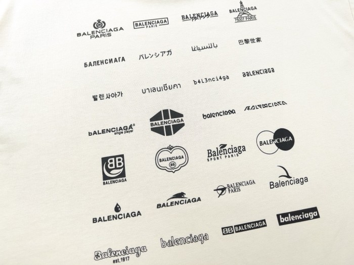 Balenciaga Full Print LOGO Cotton Short Sleeve T-shirt