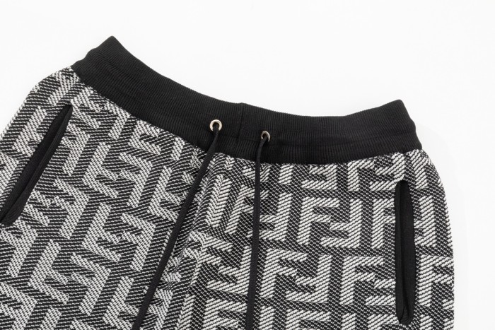 Fendi Dark Pattern Black and White Knitted Shorts