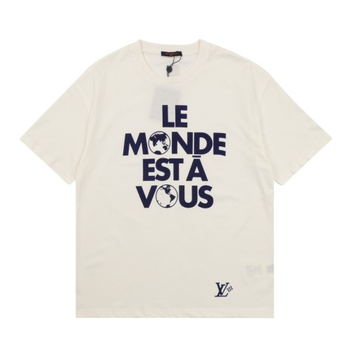 Louis Vuitton Earth FlockedGraphic Cotton Short Sleeve T-Shirt