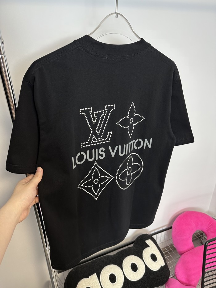 Louis Vuitton's3D Three-dimensional  Logo Hot Diamond short-sleeved T-shirt