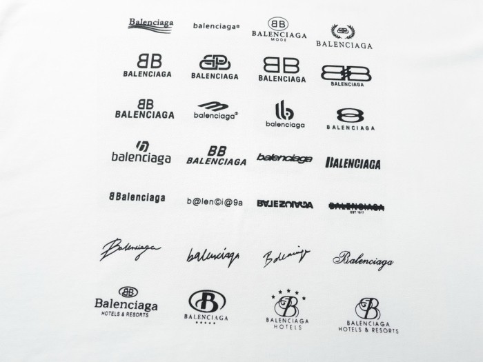 Balenciaga Full Print LOGO Cotton Short Sleeve T-shirt