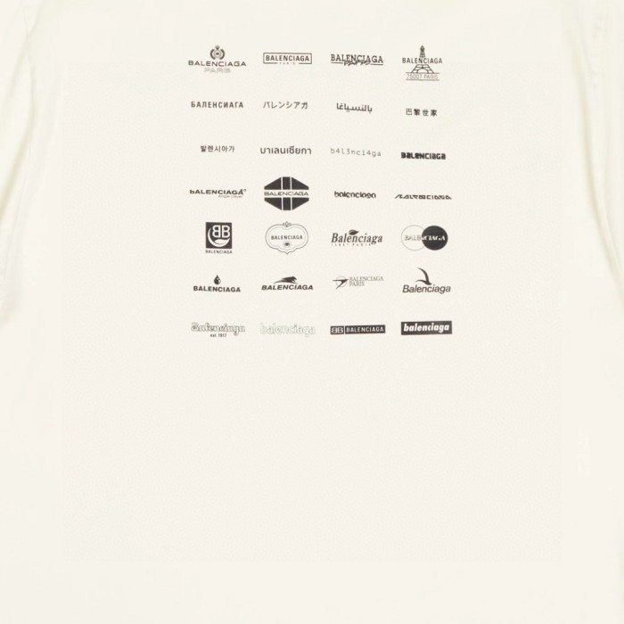 Balenciaga Full Print LOGO Cotton Short Sleeve T-shirt