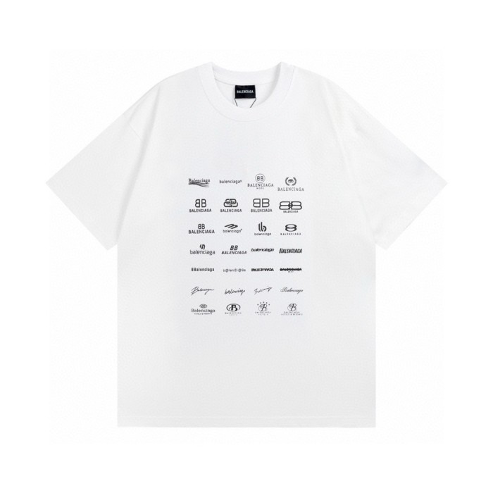 Balenciaga Full Print LOGO Cotton Short Sleeve T-shirt