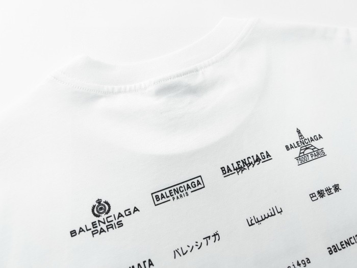 Balenciaga Full Print LOGO Cotton Short Sleeve T-shirt