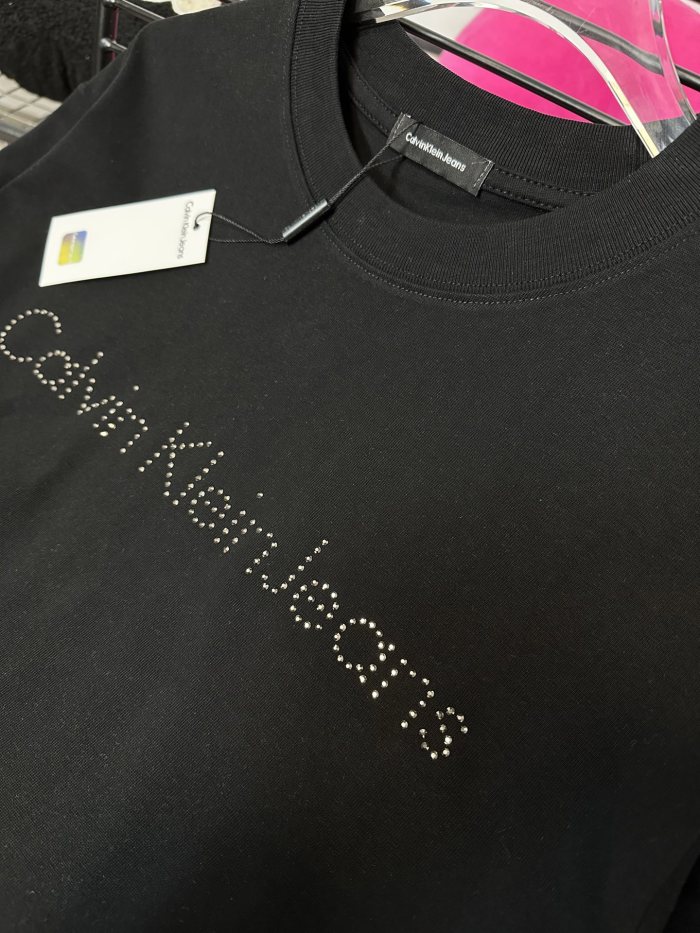 CALVIN KLEIN Logo Diamond Cotton Short-sleeved T-shirt
