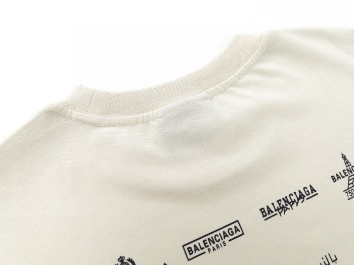 Balenciaga Full Print LOGO Cotton Short Sleeve T-shirt