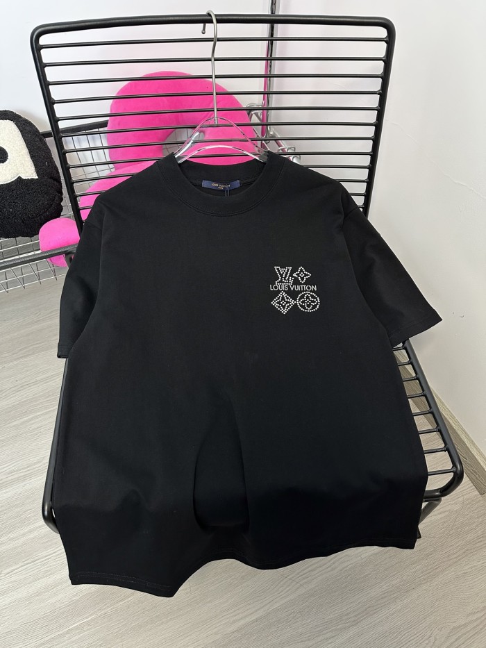 Louis Vuitton's3D Three-dimensional  Logo Hot Diamond short-sleeved T-shirt