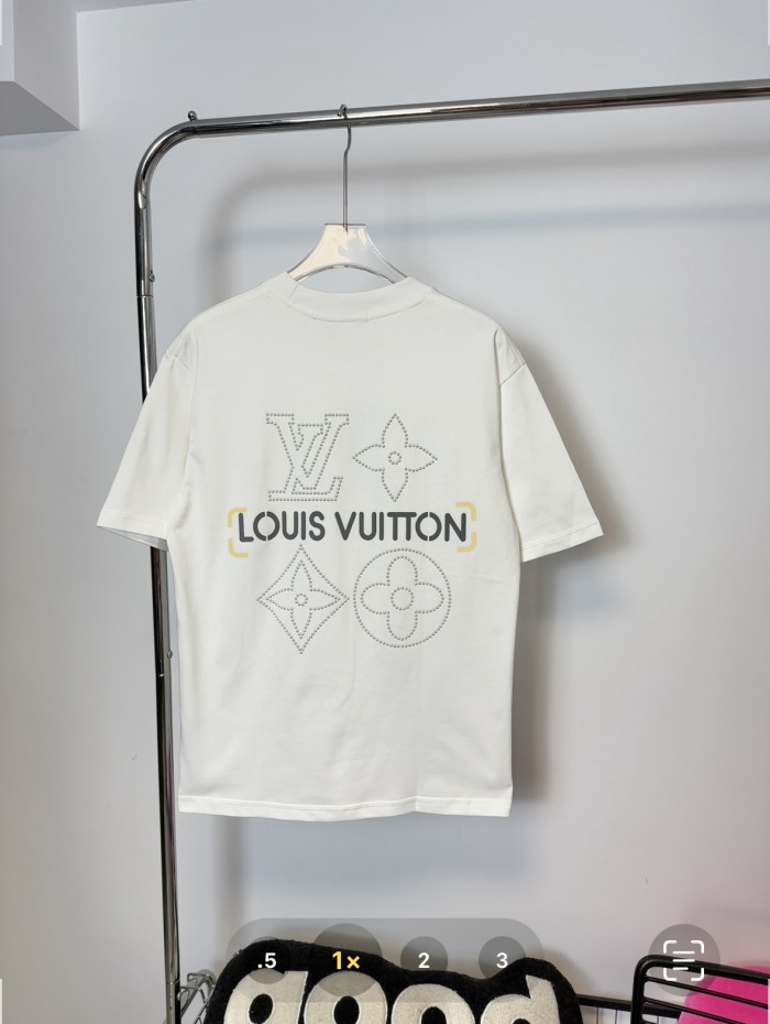 Louis Vuitton's3D Three-dimensional  Logo Hot Diamond short-sleeved T-shirt