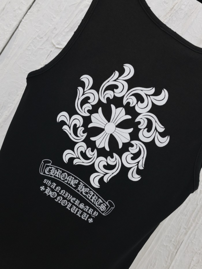 Chrome Hearts Cross Sanskrit Print Knitted Vest Tee