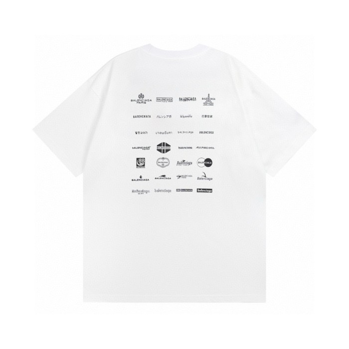 Balenciaga Full Print LOGO Cotton Short Sleeve T-shirt
