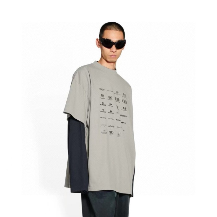 Balenciaga Full Print LOGO Cotton Short Sleeve T-shirt