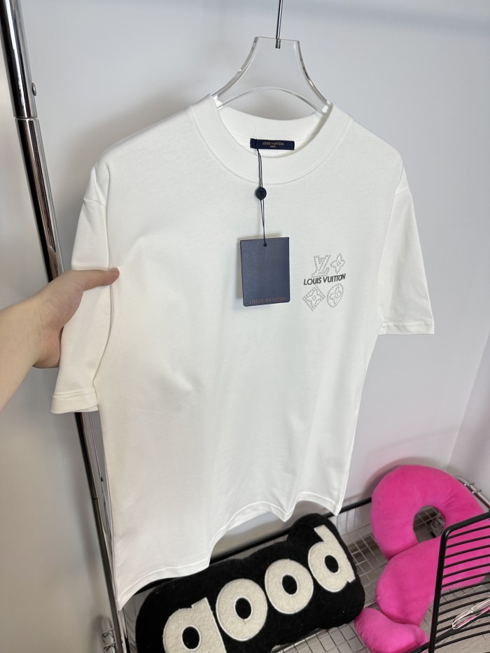Louis Vuitton's3D Three-dimensional  Logo Hot Diamond short-sleeved T-shirt