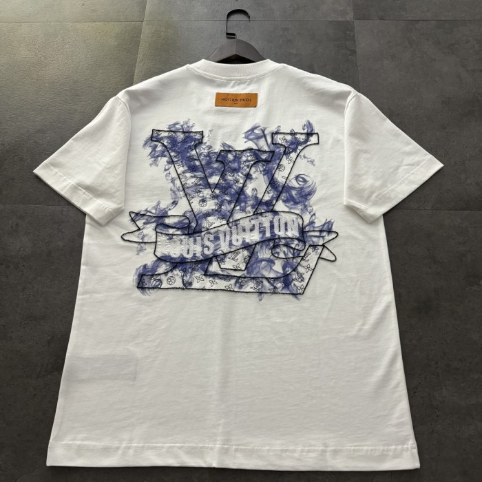 Louis Vuitton Logo Embroidered Cotton Short Sleeve T-Shirt