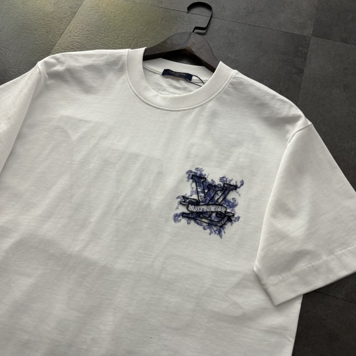 Louis Vuitton Logo Embroidered Cotton Short Sleeve T-Shirt