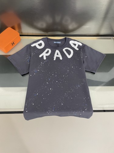 Prada Hand-sprayed Logo Cotton Short Sleeves T-shirt