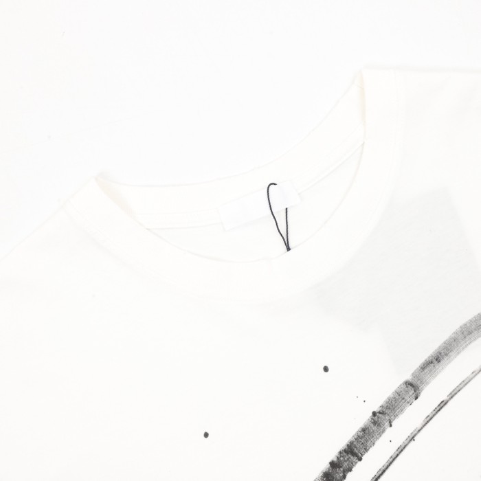 Prada Washed Hand-Painted Logo Short Sleeve T-shirt