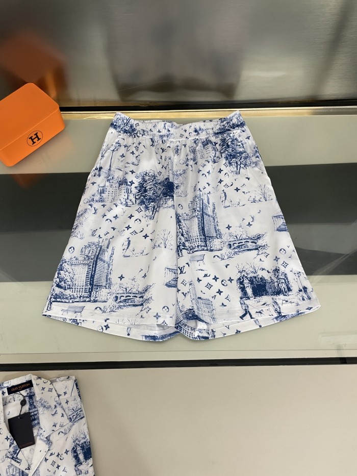 Louis Vuitton Street City Building Silk Shorts