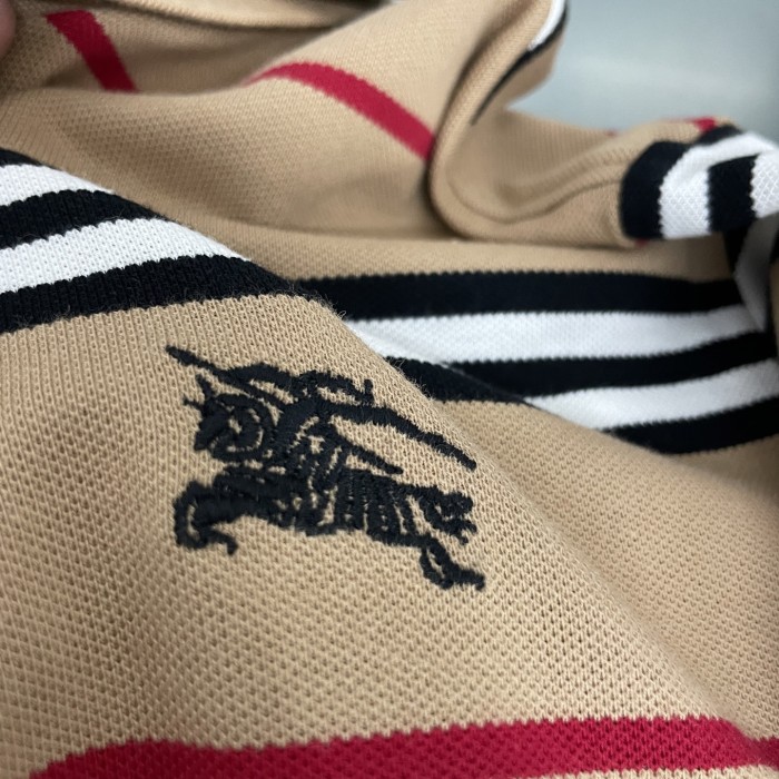Burberry Striped Contrast Embroidered Warhorse Polo Shirt