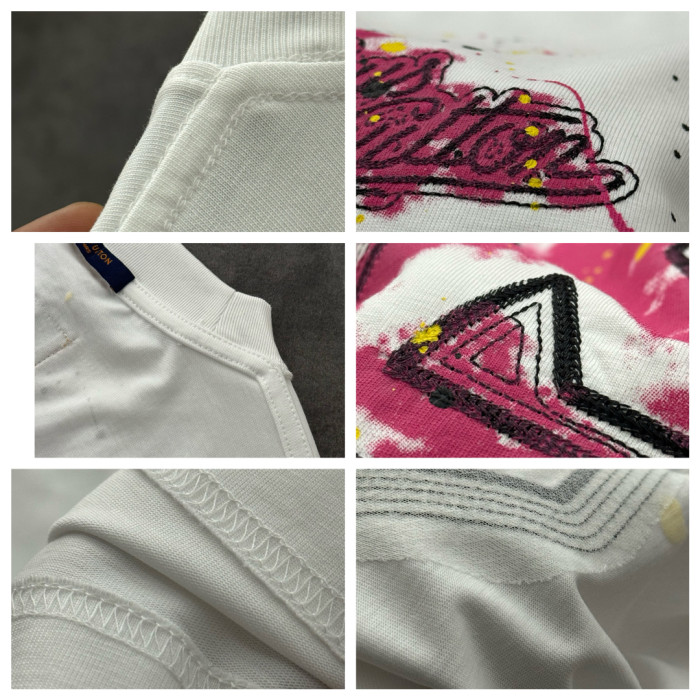 Louis Vuitton Logo Cotton Short Sleeve T-Shirts