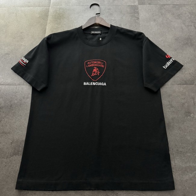 Balenciaga Logo Embroidered Cotton Short Sleeve T-Shirt