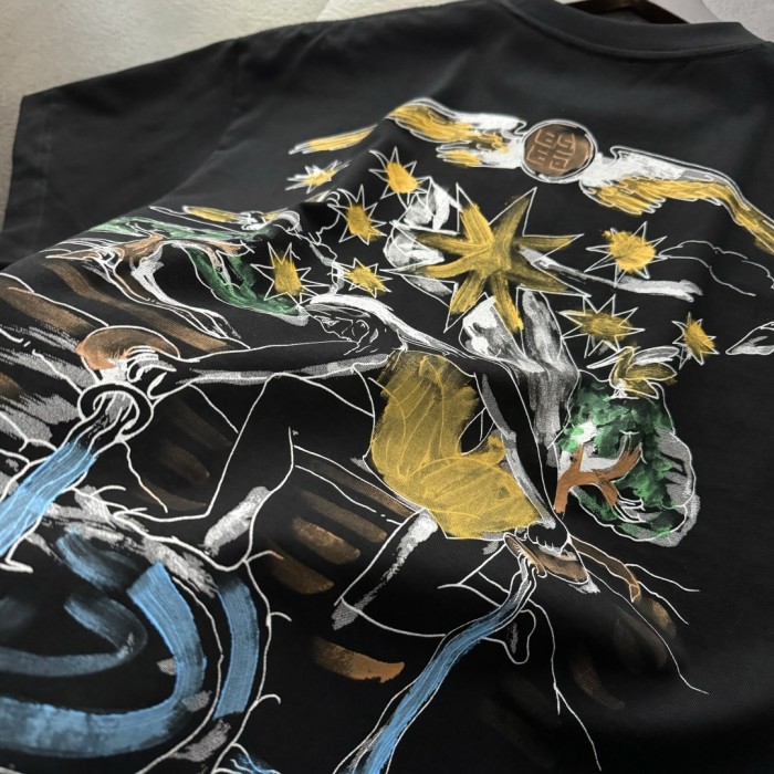 Givenchy Hand-painted Print Cotton Short Sleeve T-Shirt