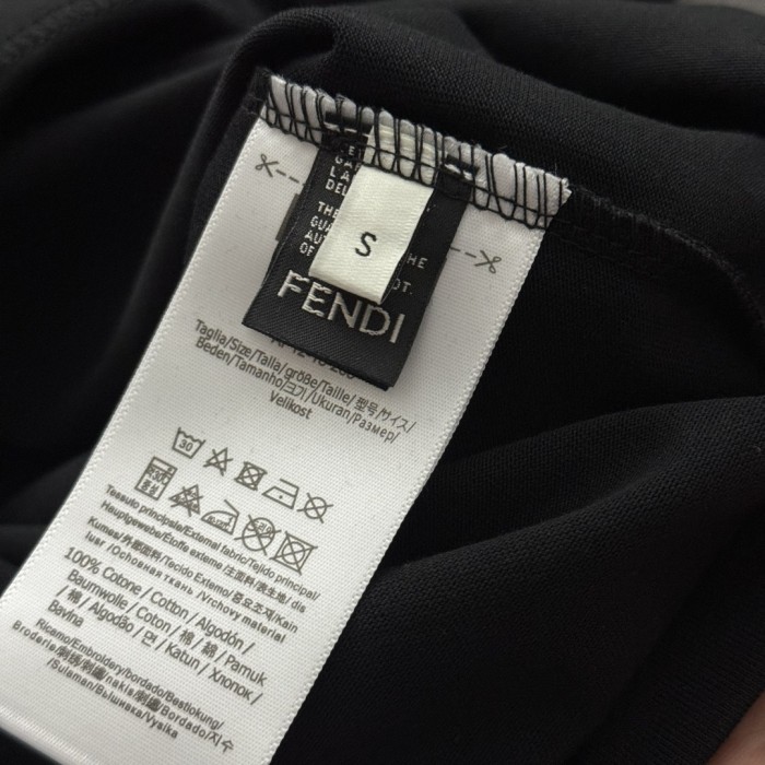 Fendi Hollow Embroidery Cotton Short Sleeve T-Shirt