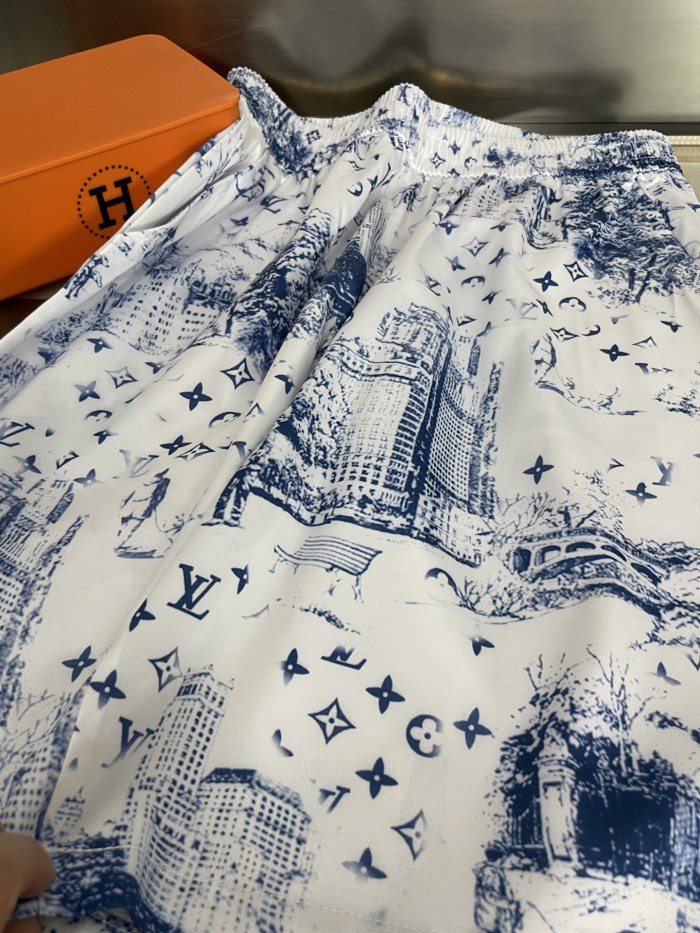 Louis Vuitton Street City Building Silk Shorts