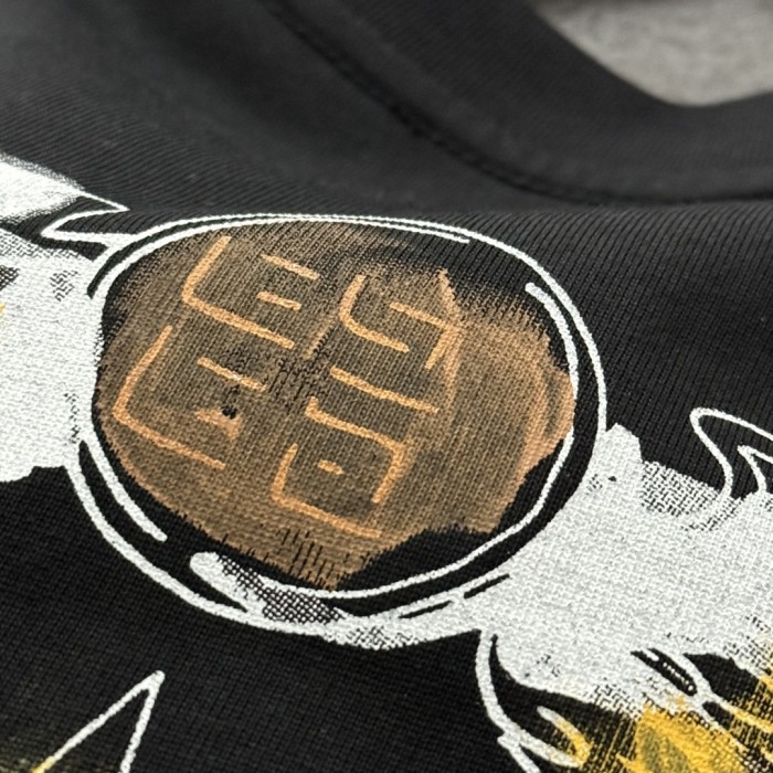 Givenchy Hand-painted Print Cotton Short Sleeve T-Shirt