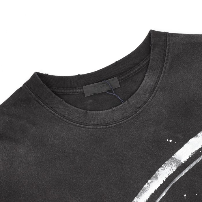 Prada Washed Hand-Painted Logo Short Sleeve T-shirt